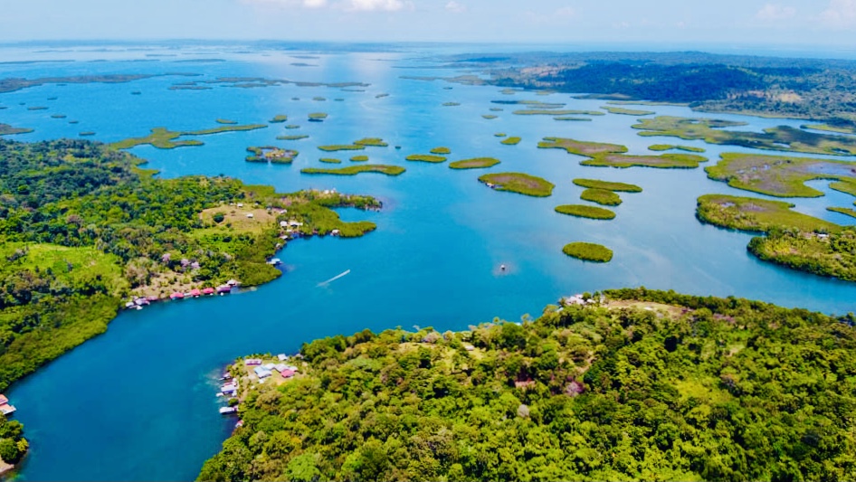 Aerial View of Archipelago Islands around Loma Partida, from Misty Moonlight Villas